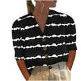 thumbnail image 1 of Birdeem Women Mid-Sleeve Casual V-Neck Solid Color Loose Button Shirt Blouse Tops, 1 of 5