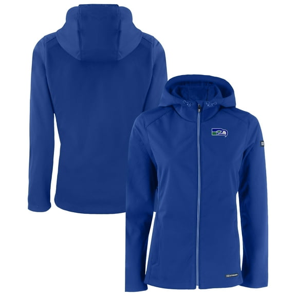 Women's Cutter & Buck Royal Seattle Seahawks Evoke Eco Softshell Recycled Full-Zip Hoodie Jacket