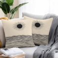 thumbnail image 3 of Outdoor Pillow Cover Abstract Wave Ocean Sun Set of 2 Waterproof Throw Pillowcases Black Beige Decorative Patio Furniture Pillows for Couch Garden Indoor & Outdoor Use, 3 of 9