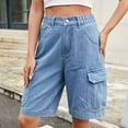 thumbnail image 4 of HaiMao Womens Trendy High Waisted Denim Shorts Clearance Bermuda Shorts Baggy Cargo Shorts Casual Summer Jean Shorts Blue XL(XL), 4 of 8