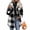 Black, variant on Ghalytn Women's Plaid Sherpa Lined Shacket, Lapel Collar Button Front Mid-Length Flannel Jacket with Pockets