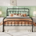 thumbnail image 2 of Amolife King Size Bed Frame, Metal Platform Bed with Vintage Headboard&Footboard, No Box Spring Required, Easy Assembly, Black, 2 of 7