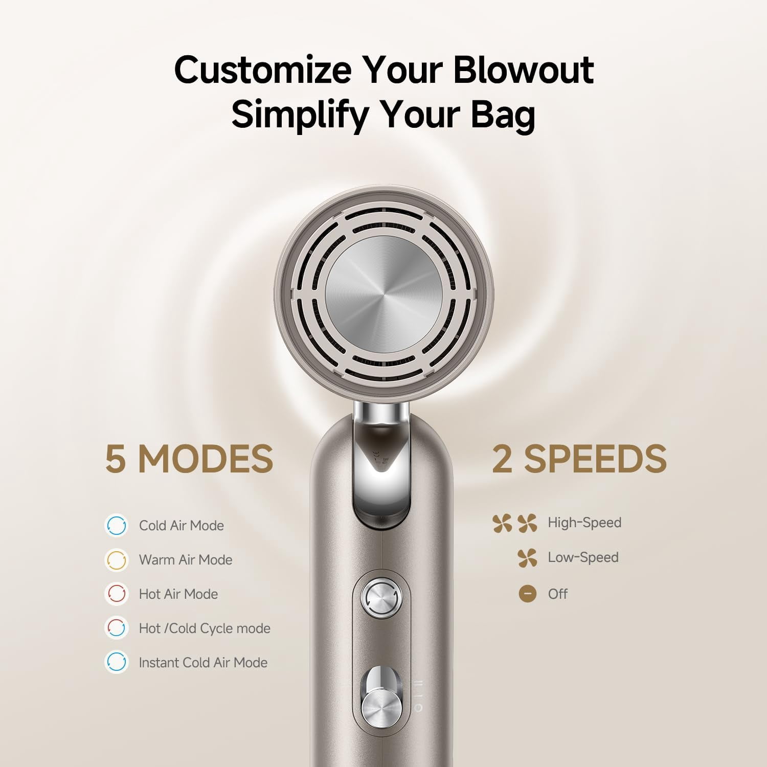 Dreame Pocket 2026 Hair Dryer, Travel Blow Dryer with Diffuser, 1300W Professional High Speed Ionic Hair Blower, Fast Drying, Low Noise, Lightweight, No Heat Damage