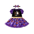 thumbnail image 5 of WIBACKER My 1st Halloween Infant Baby Girl Puff Sleeve Romper Dress, Newborn Pumpkin Onesie Bodysuit Dresses with Bow Headband, 5 of 11