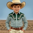 thumbnail image 2 of Girls T Shirts Long Sleeve Western Print Shirt Casual Cowboy Button Up Top Baby Tees Army Green 4-5 Years, 2 of 5
