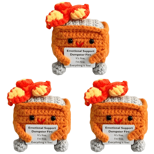 Lindo Crochet Contenedor Basura Fuego Apoyo Emocional Regalos Divertidos () Naranja