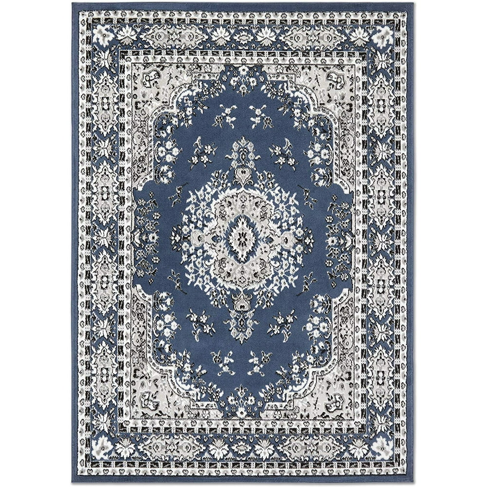 Rugs Blue Oriental 8x10 Area Rug Traditional Persian Bordered Carpet