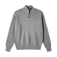 thumbnail image 4 of Sweatshirts Men Knit Quarter Zip Sweater Pullover Top Loose Stand Collar Long Sleeve for Fall Winter Spring Grey S, 4 of 4