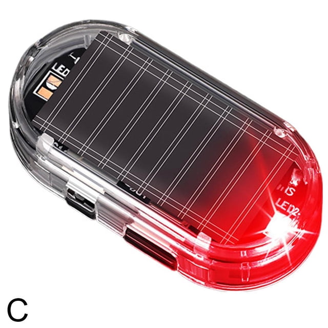 New Solar Powered LED Anti-Theft Flashing Light for Vehicle Security - Blue or Red