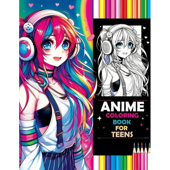 Anime Coloring Book for Teens: Beauty Pop and Anime Girls, Book 1, (Paperback)