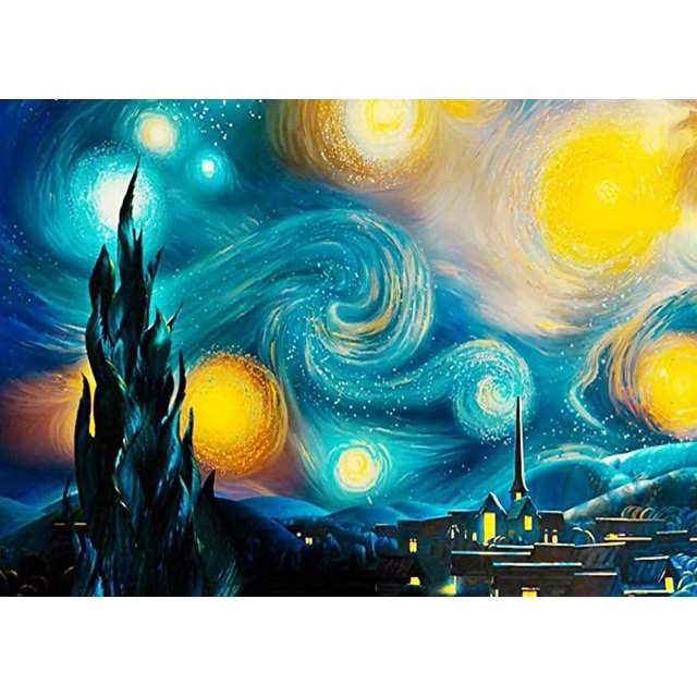 Kit de pintura de diamantes Van Gogh 5d, noche estrellada, mosaico de bordado de diamantes completo, punto de cruz, olas de Kanagawa, pintura famosa ukiyo-e