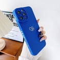 thumbnail image 4 of Compatible with iPhone 13 Pro Case (6.1" 2021), Plated Luxury Heart Phone Case Cute Side Pattern Soft TPU Shockproof Full Camera Lens Protective Phone Cases for Women Girls - Klein Blue, 4 of 9