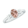 thumbnail image 3 of Rosec Jewels Classic 3/4 CT Morganite and Diamond Ring, Peach Morganite Engagement Ring, Morganite Oval Engagement Ring, 925 Sterling Silver, US 11.00, 3 of 8