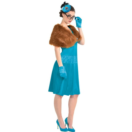 Party City Clue Mrs. Peacock Costume for Adults, Standard Size, Includes a Dress, Shawl, Feather Fascinator, and