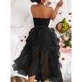 thumbnail image 2 of Women's Solid Color Mesh Panel Strapless Maxi Dress, 2 of 10