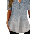 thumbnail image 4 of DYMADE Women Basic Workwear Button Collar Summer Short Sleeve T-Shirts, 4 of 4