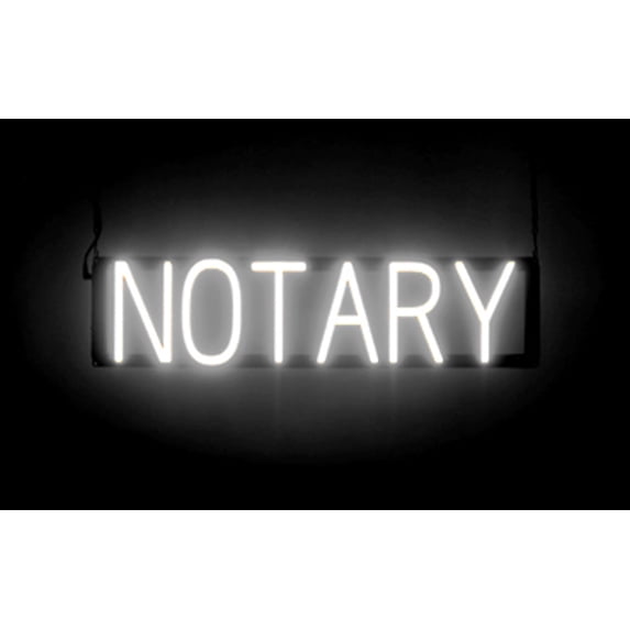 SpellBrite NOTARY LED Sign for Business. 25.3" x 6.3" White NOTARY Sign Has Neon Sign Look With Energy Efficient LED Light Source. Visible from 500+ Feet, 8 Animation Settings.