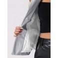 thumbnail image 5 of INSPIRE CHIC Women's Faux Leather Jacket Notched Lapel Button-Down Blazer Coat with Pockets M Silver, 5 of 6