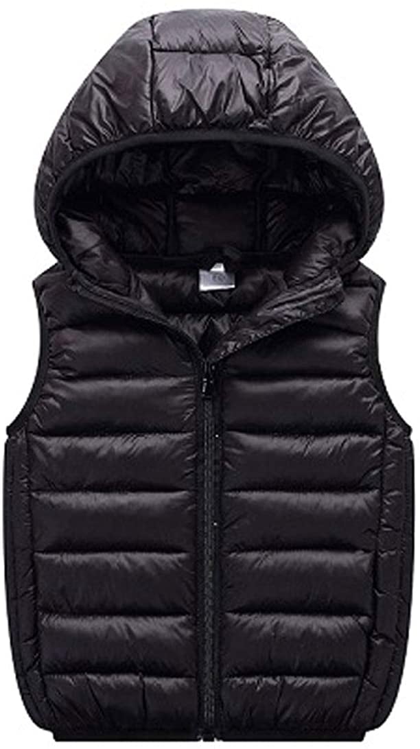 LANBAOSI Boys Girls Winter Puffer Vest Hooded Lightweight Down Vest 10