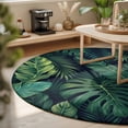 thumbnail image 3 of Round Area Rugs 7Ft, Tropical Plants Non-Slip Washable Circle Rugs Carpet, Summer Watercolor Green Palm Leaves Indoor Outdoor Rug Floor Mats Throw Runner for Bedroom Living Room Bathroom, 3 of 8