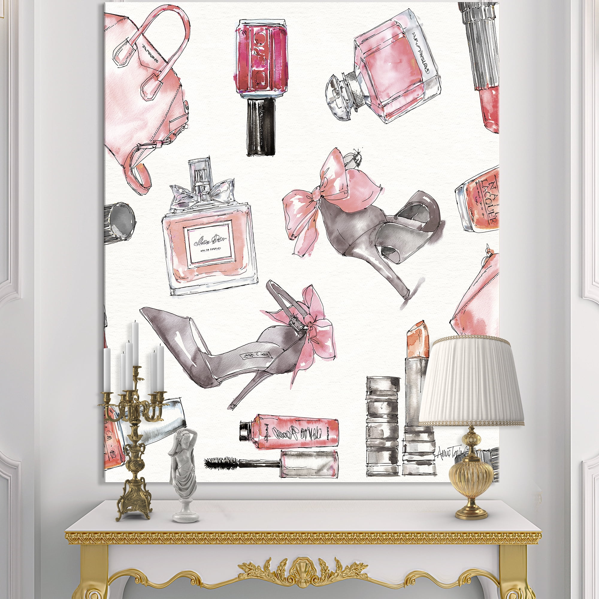 Designart 'Glam Chic Accents Pattern I' Fashion Premium Canvas Wall Art