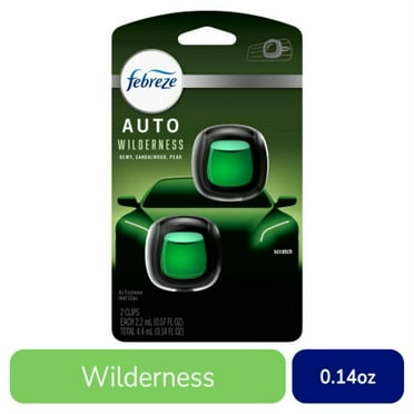 2X - Febreze AUTO Wilderness Scent Air Freshener Vent Clip 2 pk
