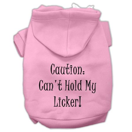 Mirage Pet Cant Hold My Licker Screen Print Pet Hoodies  Light Pink - Extra Large 16