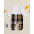 thumbnail image 5 of FEORJGP Infant Baby Boys Girls One-piece Overall Rompers 0 3M 6M 9M 12M Newborn Long Sleeve Plaid Jumpsuits Turtle Neck Button Bodysuits Fake Two Piecte Comfy Classic Clothes for Spring Fall, 5 of 8