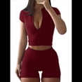 thumbnail image 1 of Conjunto de Yoga para Mujer, 2 Piezas, Pantalones Cortos de Cintura Alta Sin Costuras, Chándal para Mujer, Conjunto de Ejercicio. Vino Tinto S, 1 of 7