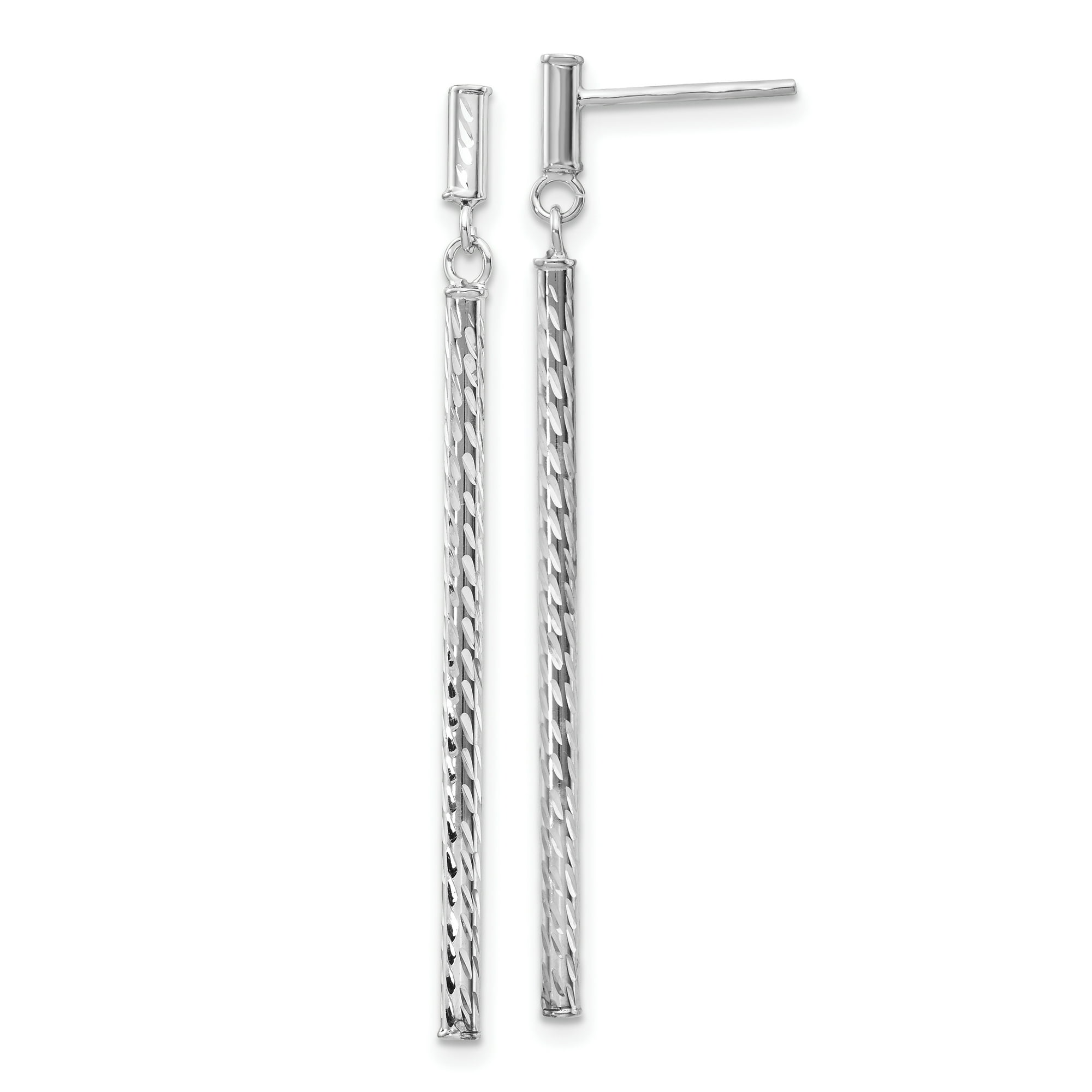 White gold bar drop earrings sales