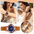 thumbnail image 4 of Resicozy Womens Watches Classic Quartz Watch with Leather Strap Vintage Small Face Round Watches Birthday Gift for Ladies 2026 Deep Blue, 4 of 5