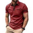 thumbnail image 2 of YLSDY Mens Sports Shirts Quarter Zip up Shirts Casual Classic Lightweight Short Sleeve Golf Collared Shirt with Pocket Red M, 2 of 6