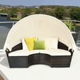 thumbnail image 4 of Costway Patio Rattan Daybed Cushioned Sofa Adjustable Table Top Canopy 3 Pillows, 4 of 11