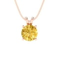 thumbnail image 2 of 1.0 ct Brilliant Round Cut Solitaire Yellow Diamond 14k Rose Solid Gold Everyday Affordable Designer Necklace Pendant with 16" Chain, 2 of 7