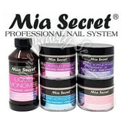 Mia Secret Liquid Monomer 4 oz and Powder 2 oz x 4 (NATURAL PINK + PINK + WHITE + CLEAR)