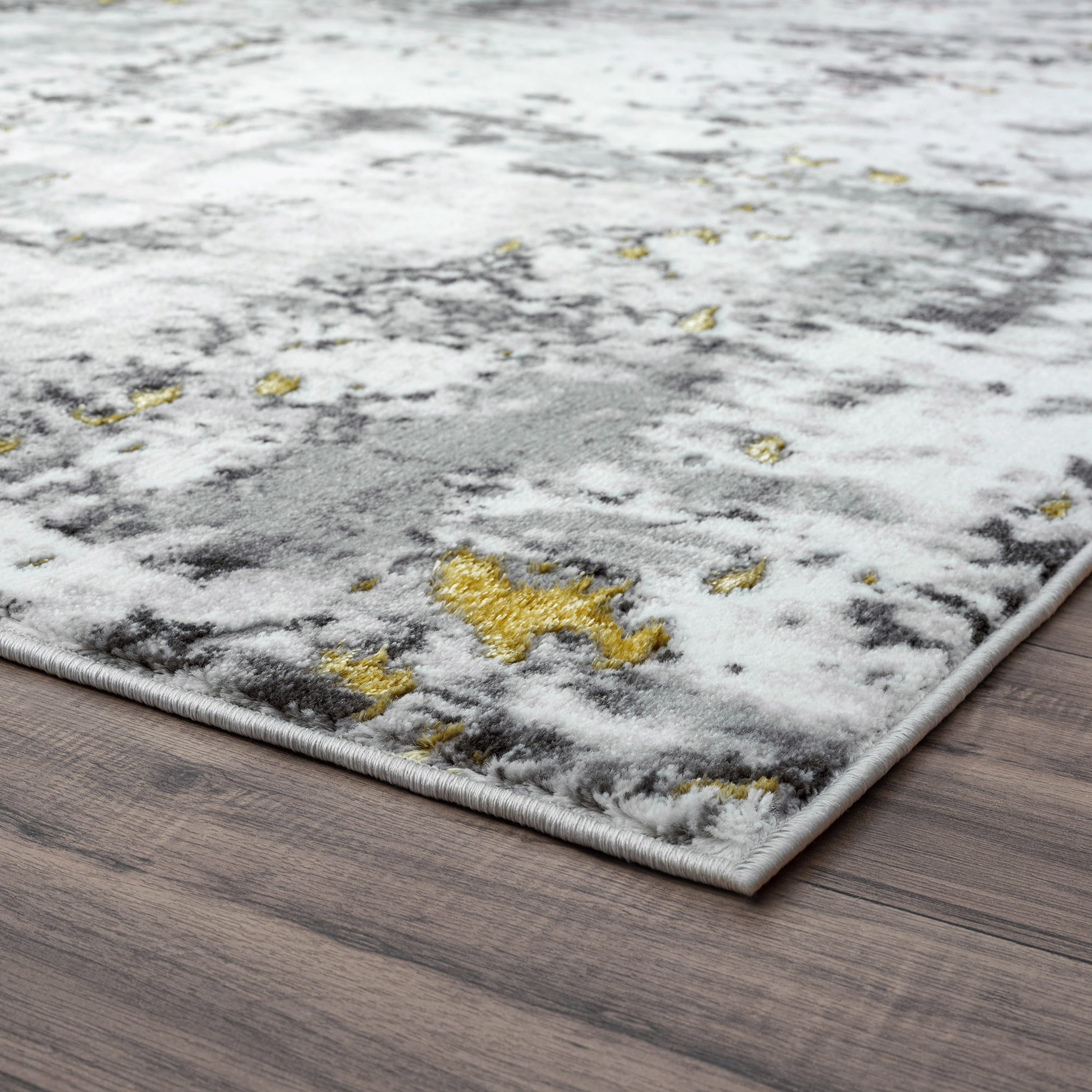 Contemporary 5x8 Area Rug (5'3'' x 7'3'') Abstract Beige, Gray Living Room Easy to Clean