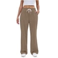 thumbnail image 2 of sdhkgrrt Women's Wide Leg Drawstring Pants with Pockets Casual Flowy Lounge Long Pants Work Travel Vacation Fall Outfits Winter Sweatpants, Khaki XL, 2 of 8