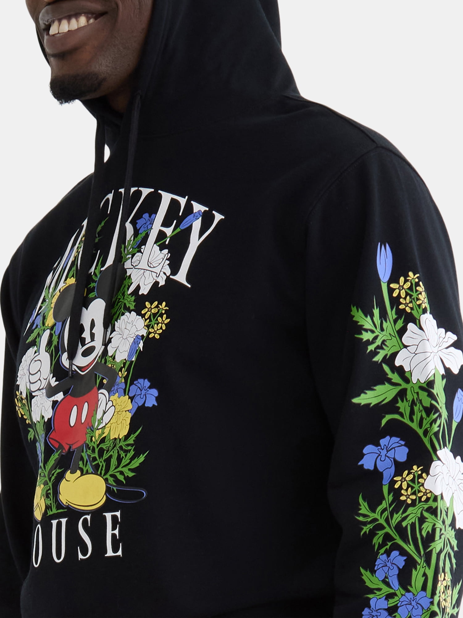 Disney Men's Floral Mickey Mouse Graphic Hoodie Sweatshirt, Sizes S-3XL