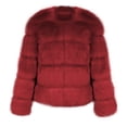 thumbnail image 5 of Yigetop Fur Coats for Women European and American Wool Imitation Jacket Women's Short Long Sleeve Faux Leather Coat Faux Fur Jacket Women Wine 4XL, 5 of 7