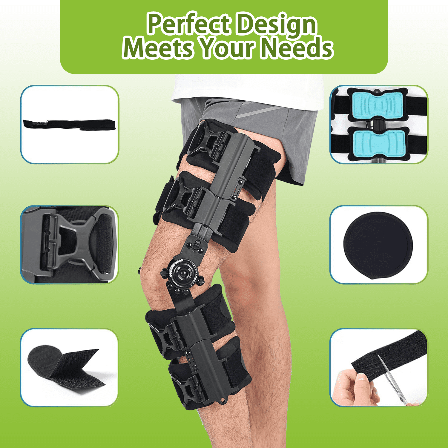 Komzer Hinged ROM Knee Brace with Double Side Stabilizers & Locking Dials, Post Op Knee Immobilizer for Arthritis ACL MCL PCL Meniscus Tear Injurie/Knee Pain Medical Orthopedic Support