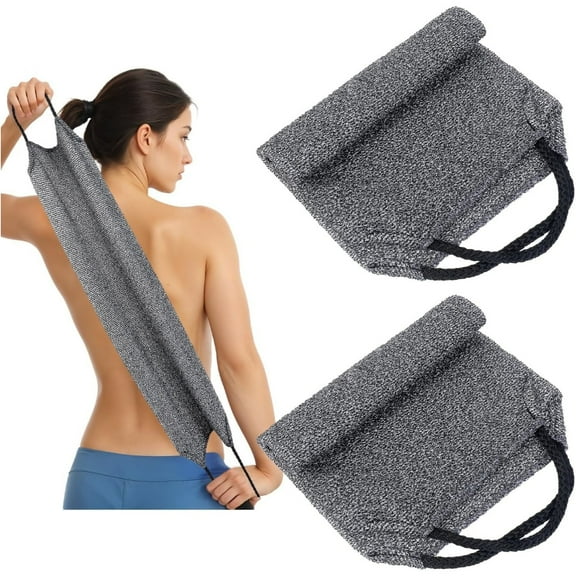 Back Scrubber for Shower 2 Pack Stretchable Nylon Exfoliating Body Scrubber Washcloth Towel Exfoliator Back Washer Massages Blood Circulation Deep Clean Skin, Gray