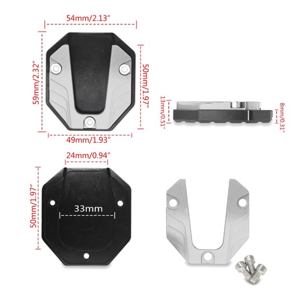 Extensor De Pata De Cabra Para Motocicleta Almohadilla de soporte de base ampliada universal para moto scooter bicicleta (gris claro) Hugtrwg Accesorios para autos y motos