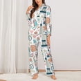 thumbnail image 2 of Pajama Sets for Women 2 Pcs, Eiffel tower Button Down Long Sleeve Sleepwear Lounge PJ Sets, 2 of 6