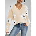 thumbnail image 5 of Pink Queen 2026 Women's OversizedSweaters V Neck Fuzzy Loose Long Sleeve Pullover Jumper Tops S-XL, 5 of 9