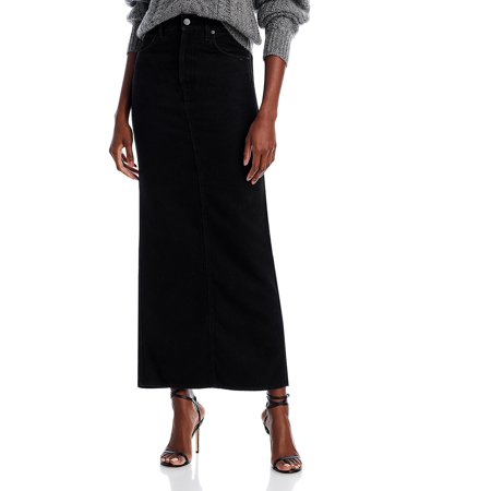 Mother Womens Slit Cotton Denim Skirt