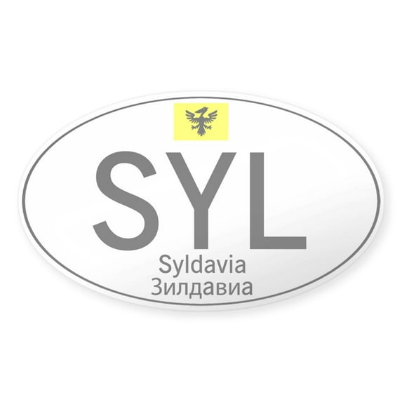 CafePress - Car Code Syldavia White - Sticker (Oval)
