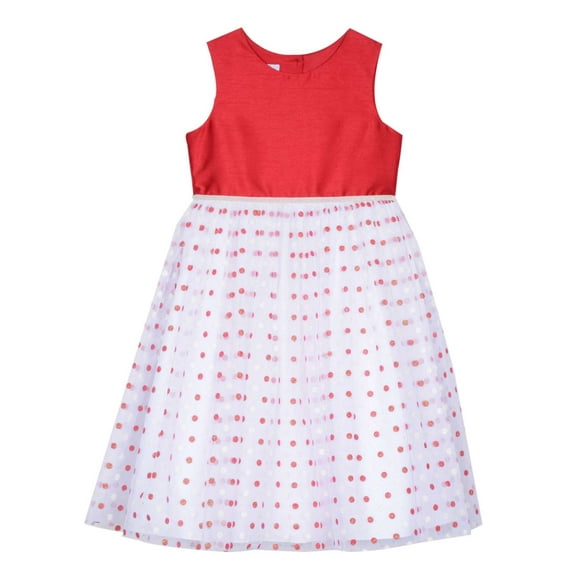 Girls Red & White Polka Dot Tulle Holiday Party Special Occasion Dress 12