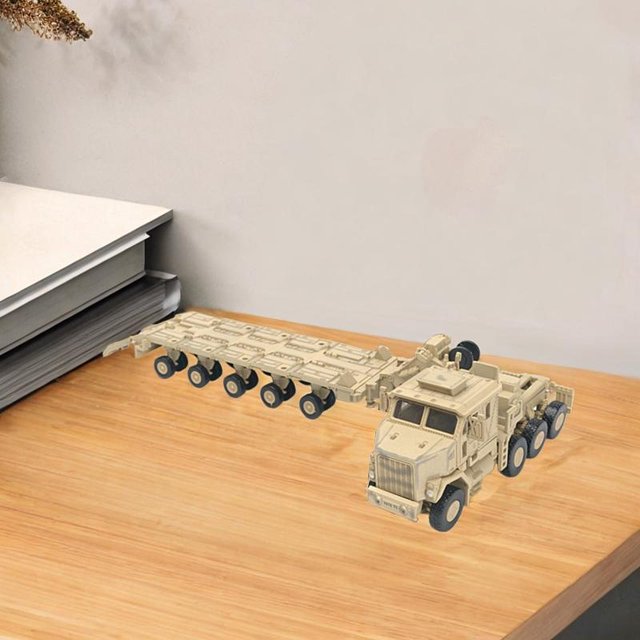 BELOVING 1/72 Scale Tractor Trailer Model Craft Truck Toy for Gift Display Collection brown