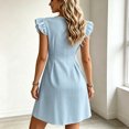 thumbnail image 7 of Tqcoqu Women's Button Sundresses, Deep V Neck Ruffle Sleeve A Line Party Cocktail Dresses, Going Out Short Dress, 7 of 7