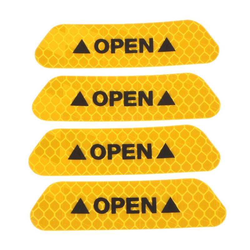 4 Pieces Car Door Open Sticker Reflective Safety Warning Auto Decal